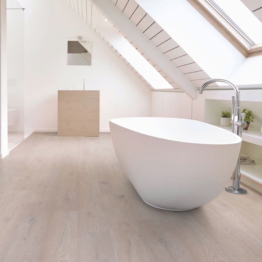 Luxury vinyl flooring in a bathroom